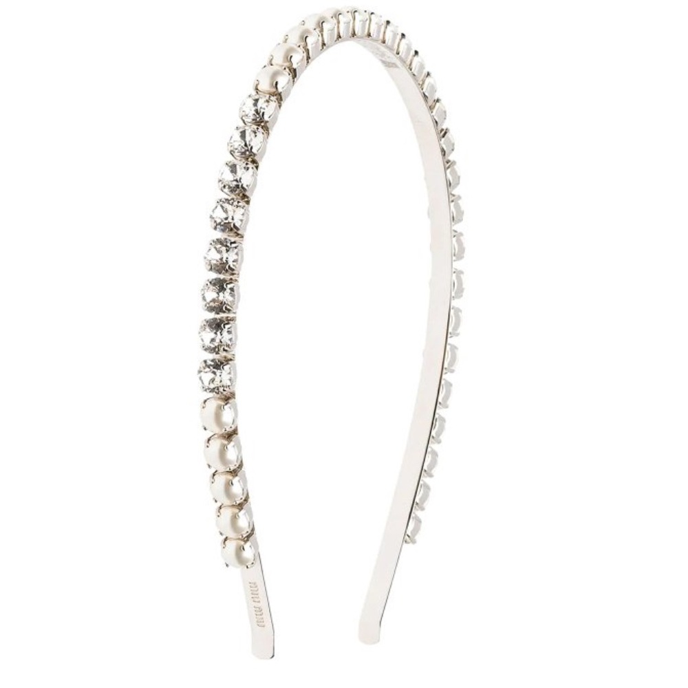 MIU MIU Crystal & Pearl Headband